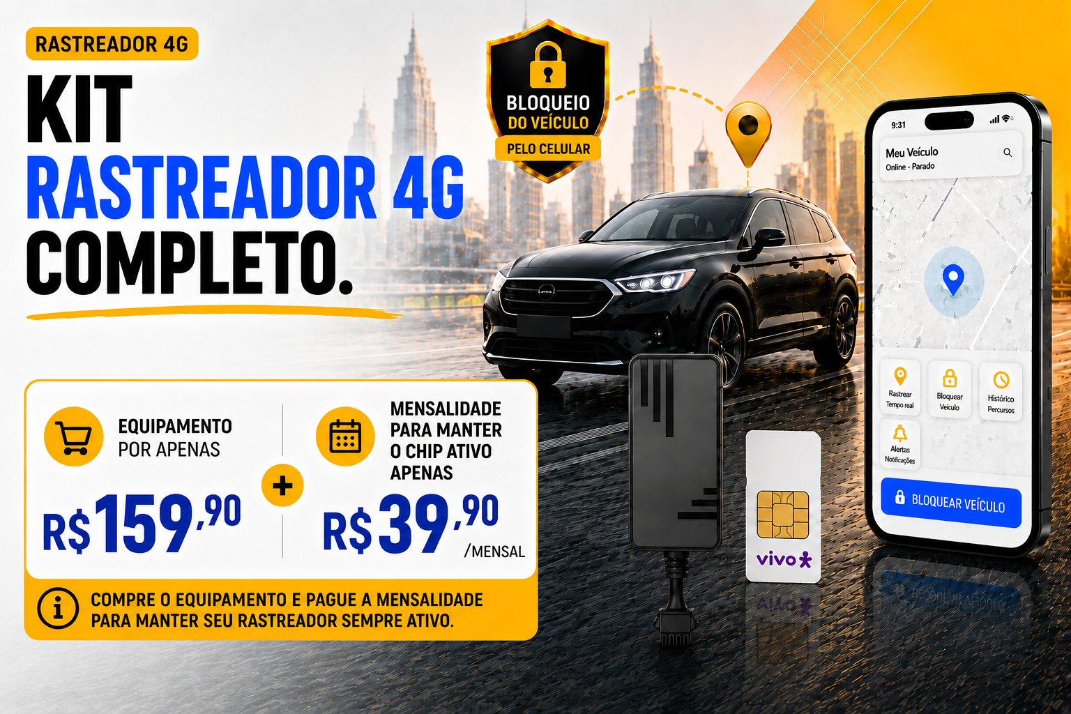 Rastreador 4G com Bloqueio Remoto — Rastreando GPS
